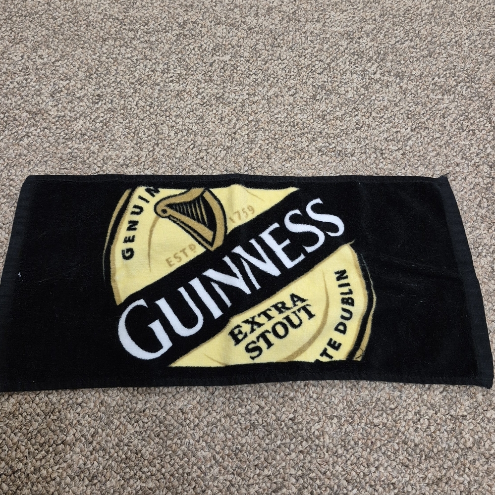 Guinness Black and Gold Bar Towel NWOT